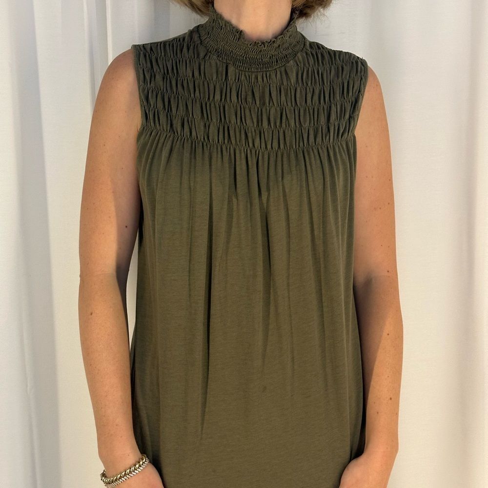 Sundance mock neck smocked Tank